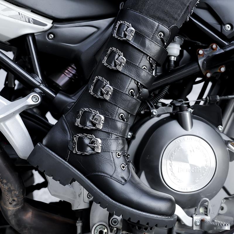 Men’s Motorcycle Boots Western Boots Black Jockey Boots Casual High Boots Plus Size