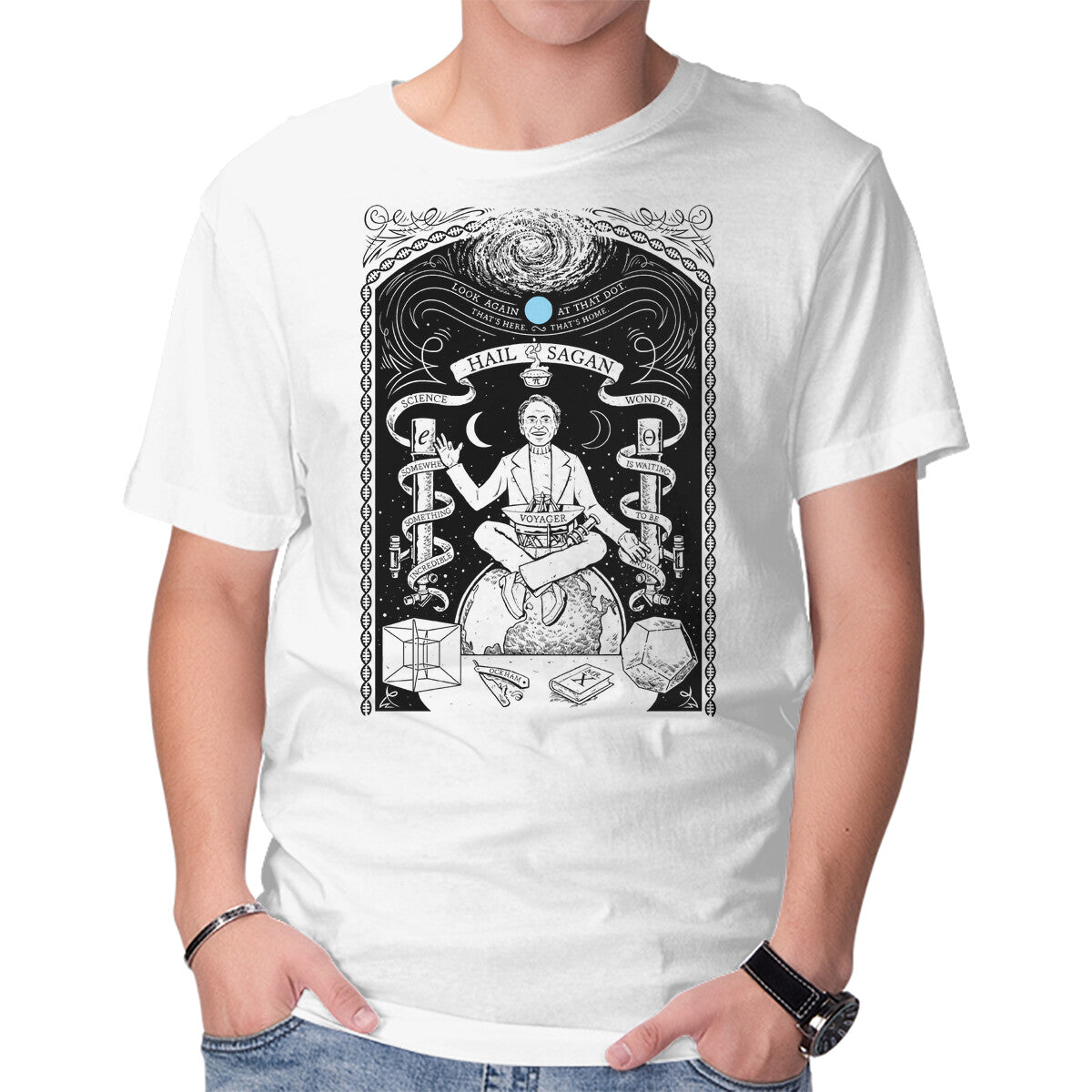 Unisex Crew Neck T-Shirt Hail Sagan Graphic Short Sleeve Casual Tee XXXL