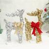 Iron Frame Holiday Reindeer Decoration for Entryway Display, 15Inch Lighted Christmas Deer with LED Light for Tabletop Shelf