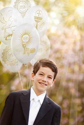 Balloons with Print "Communion White Mix" - 5 Pcs