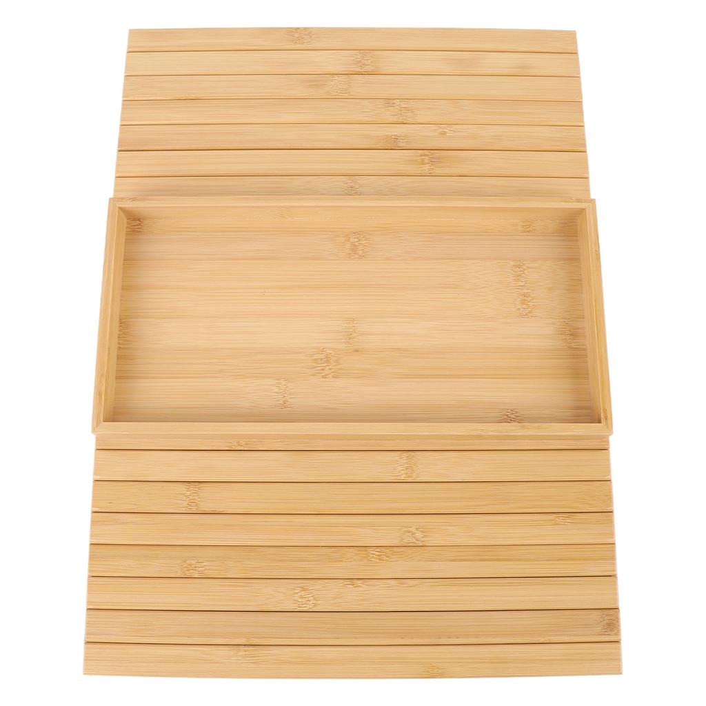 Flexible Couch Armrest Organizer Bamboo Wood Foldable Rectangular Non Slip Sofa Armrest Tray Table F