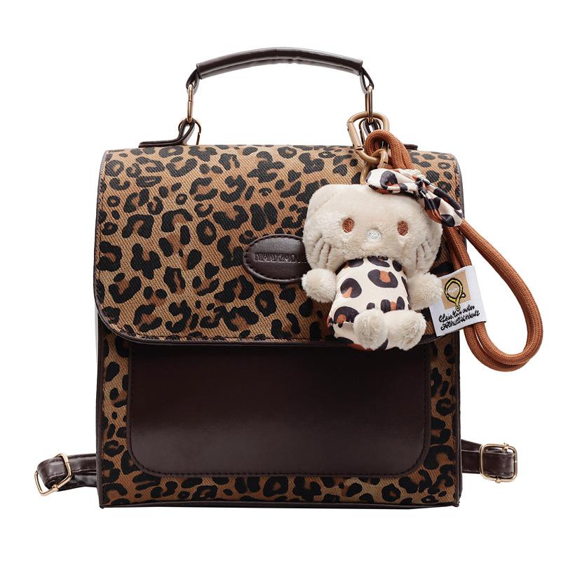 Popular Leopard Print Backpack for Women New Crossbody Bag for Women Ins Niche Versatile One-shoulder Handbag