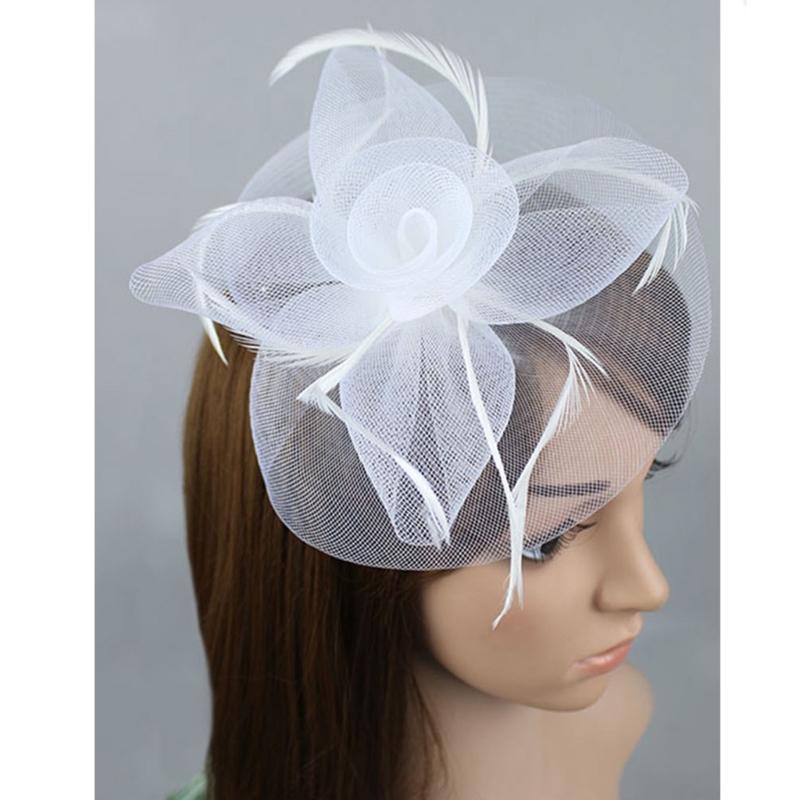Elegant Women Fascinators Hats Flower Fascinator with Necklace Earring and Lace Short Gloves Party Headwear for Women