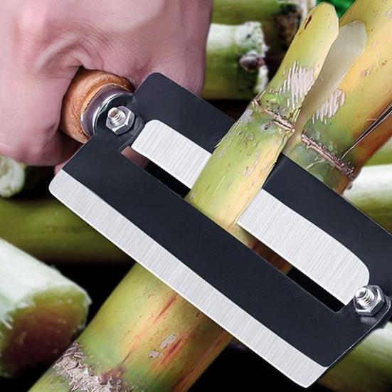 Škrabka na cukrovou třtinu a ananas s dřevěnou rukojetí z vysoce uhlíkové oceli Zeleninová a ovocná škrabka pro silné slupky Ergonomická Nerezová Nezbytnost do kuchyně