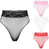 Womens Lingerie See-through Mesh Underwear Lace Briefs Low Waist Hollow Out Transparent Fishnet Underwear