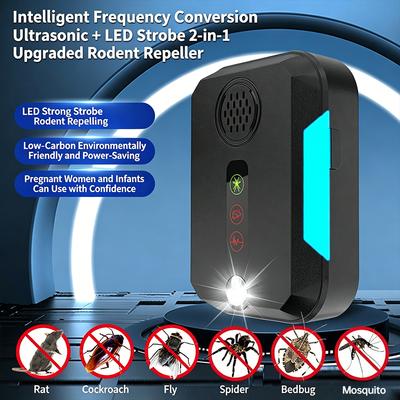 Repellente Elettronico ad Ultrasuoni per Roditori, Controllo Parassiti con Spina EU/US, Respinge Ratti Mosche Scarafaggi Zanzare per Uso Domestico Interno