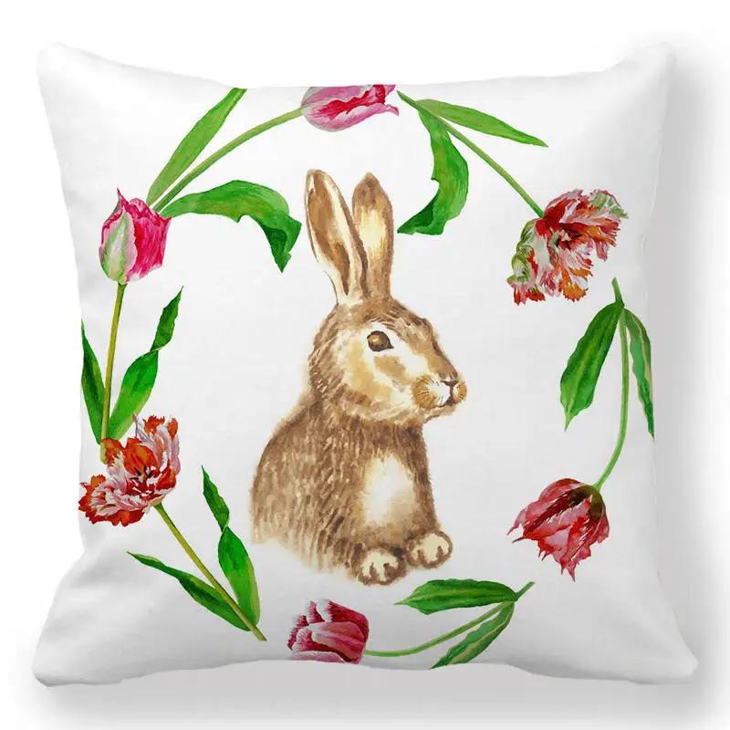 Easter Bunny Cushion Cover Easter EggHoliday Decoration Home Sofa Throw Pillowcase Easter Party Cushion Cover Square 45X45 Cm