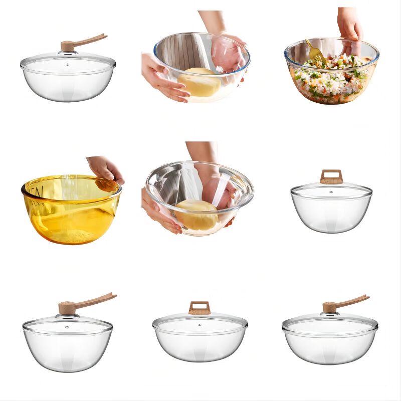 Qianxing 6,2L Große Glasrührschüssel mit Deckel