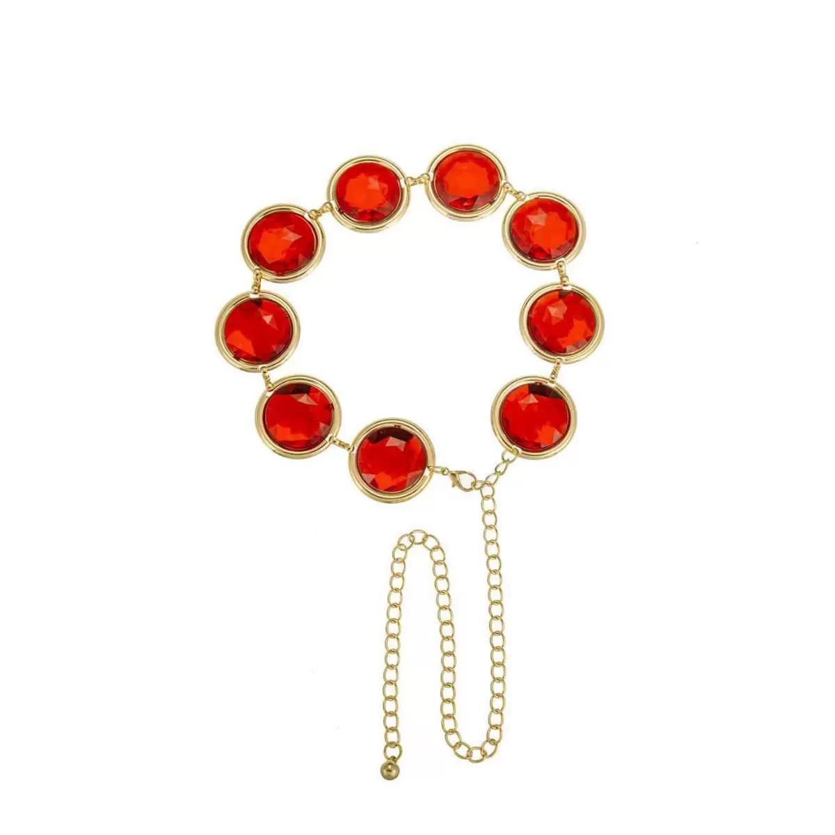 Европейские и американские женские ремни из хрусталя, агата, рубина - Декоративная повседневная поясная цепочка