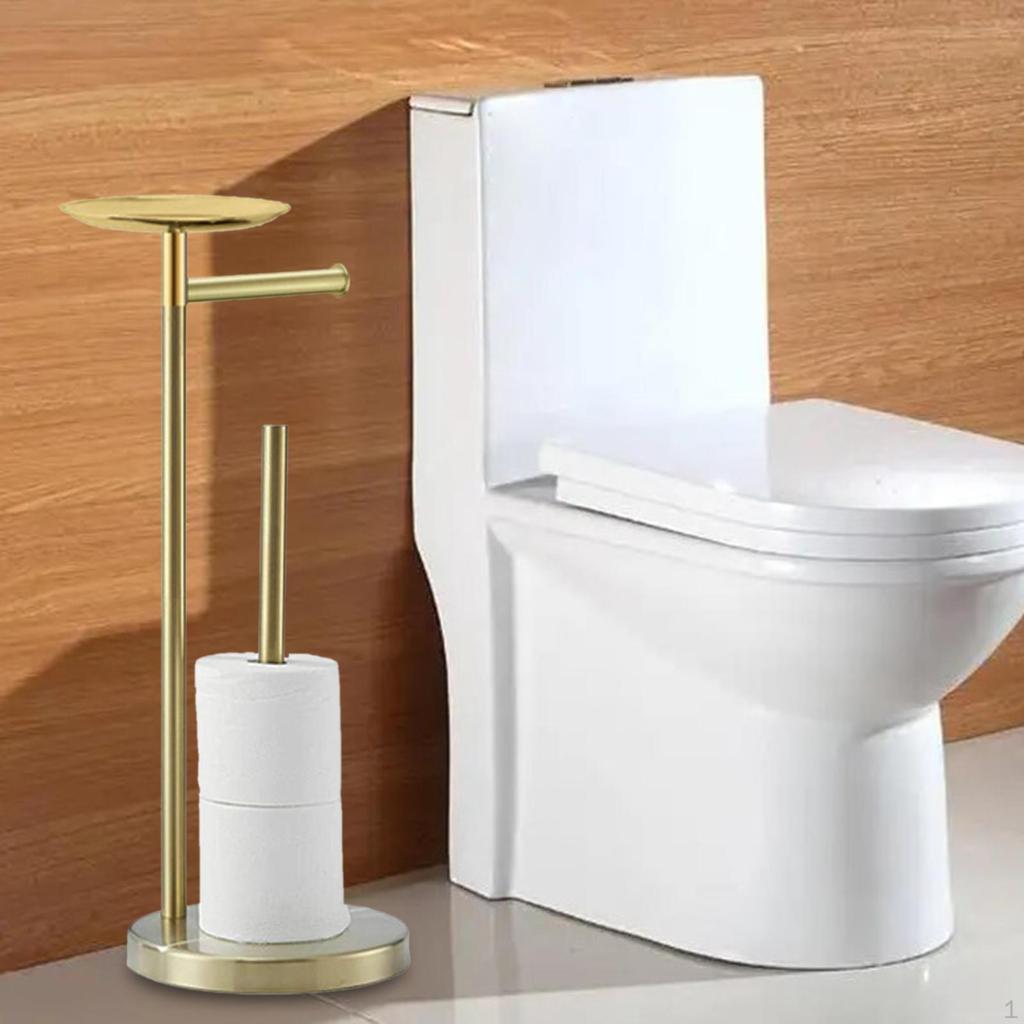 Free Standing Toilet Paper Holder Organization with Shelf Storage for Washroom Farmhouse Bathroom