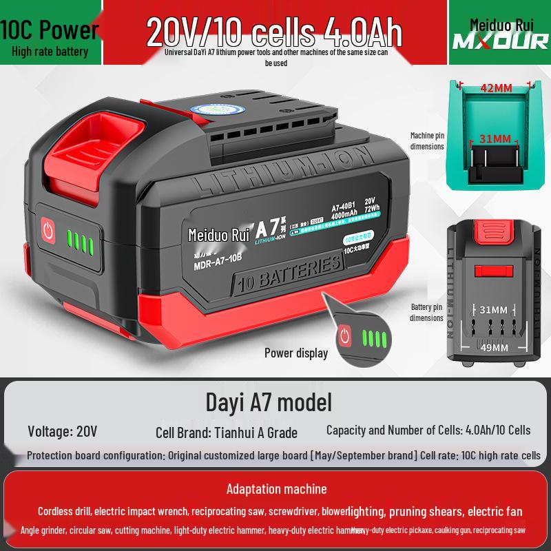 Universal A7 20V Cordless Multi-Tool: Electric Wrench, Angle Grinder, Hammer, Drill, Circular Saw.