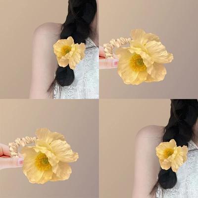Fasce per Capelli Fiori di Papavero Simulati Elastici per Capelli Fiori di Papavero Giallo Chiaro Treccine Laterali Donna