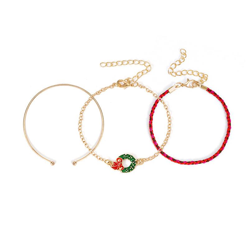 Christmas Gift Bracelet, Multi-Layered Santa Wreath Snowman Sleigh Bracelet Bracelet