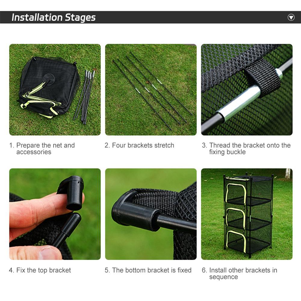 

Кемпинговая сушильная сетка 4-слойная складная сушилка с сумкой для переноски многофункциональная сетчатая корзина для хранения для кемпинга на открытом воздухе зелёный