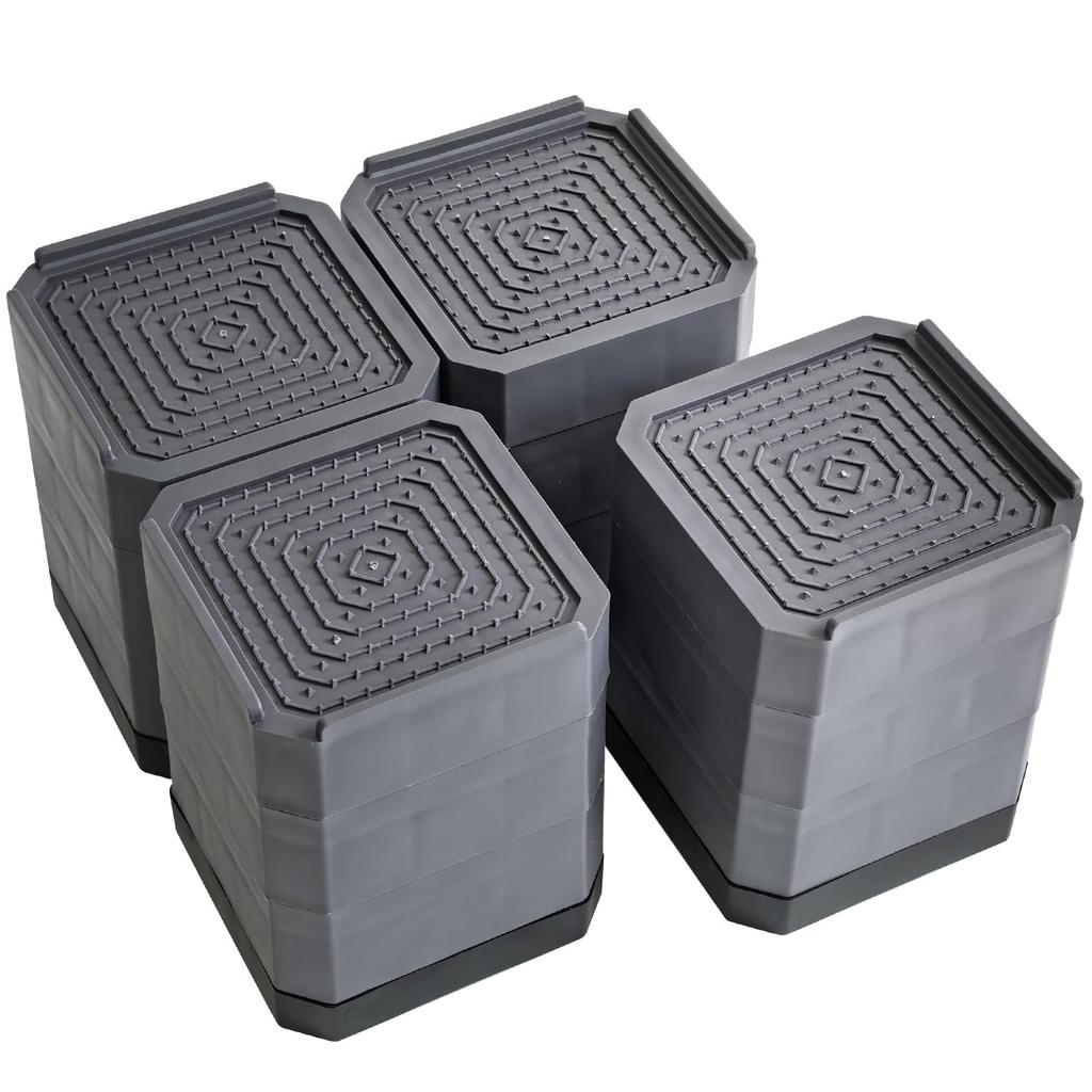 Socpuro Raised Washing Machine Stand with Rubber Extension Set of for and Square Height Washing Machine Compatible with Large Vibration 500kg Weight