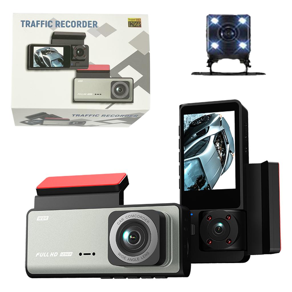 Cam Front and Rear Inside, 1080P + 480P + 480P Three Way Triple Car Camera, Built-in Wi-Fi, 2.0 Screen, Night , 170 degrees Wide Angl