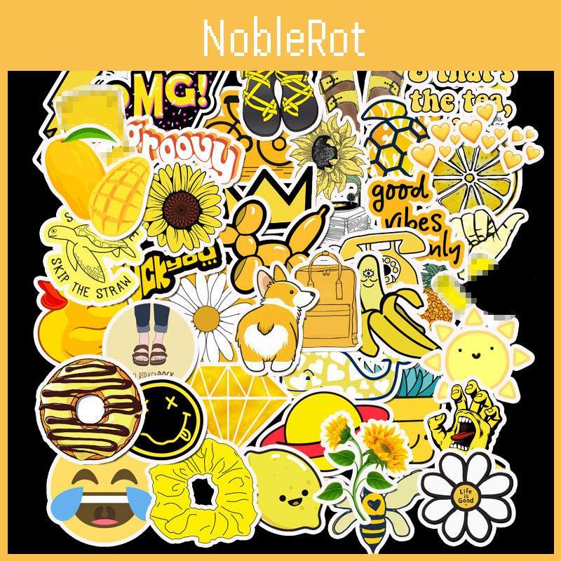 50 Pcs Cartoon Yellow Small Fresh Stickers Featuring Adorable Designs For Luggage Decoration