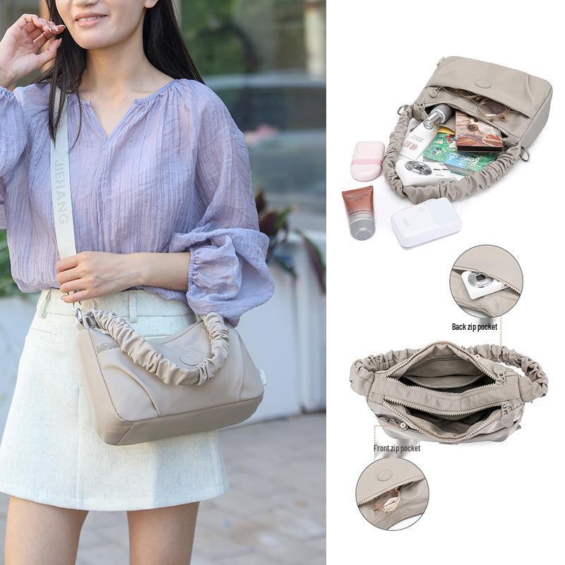 Nylon Pleated Strap Women's Crossbody Bag - Lightweight, Versatile, Simple Shoulder Bag for Commuting and Casual Use