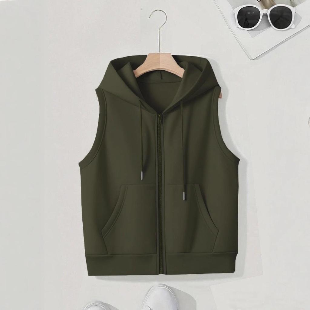 2025 Plus Size Women's Hooded Vest - Trendy, Casual, Loose, Slimming, Sleeveless Zipper Cardigan for Spring/Autumn