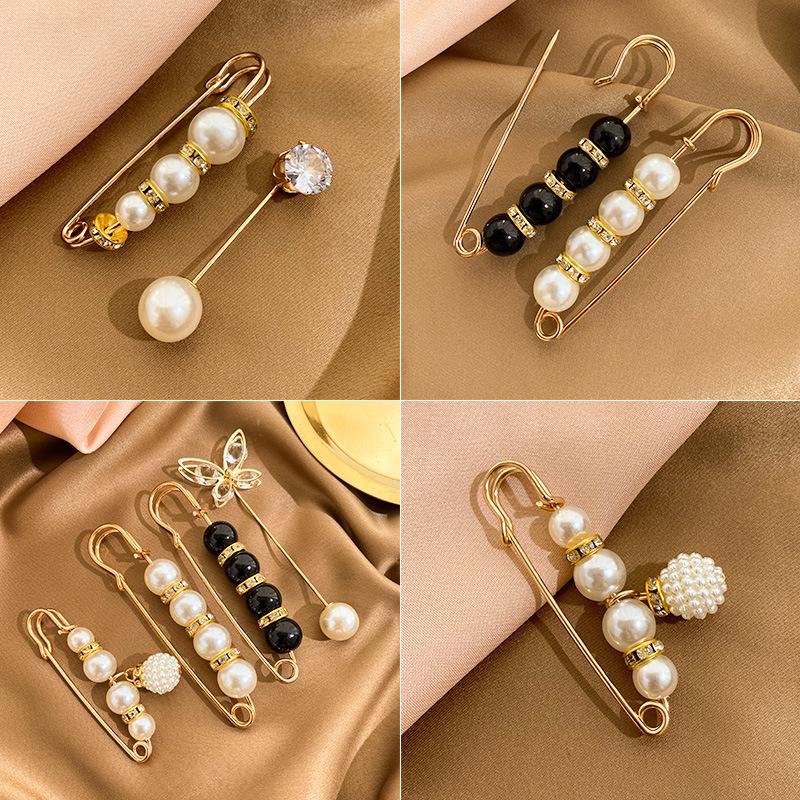 6 Pcs Set Artificial Pearl Waist Pin Clips for Trousers Pants Skirts Dress Waistline Adjusting Shirts Sweater Brooch
