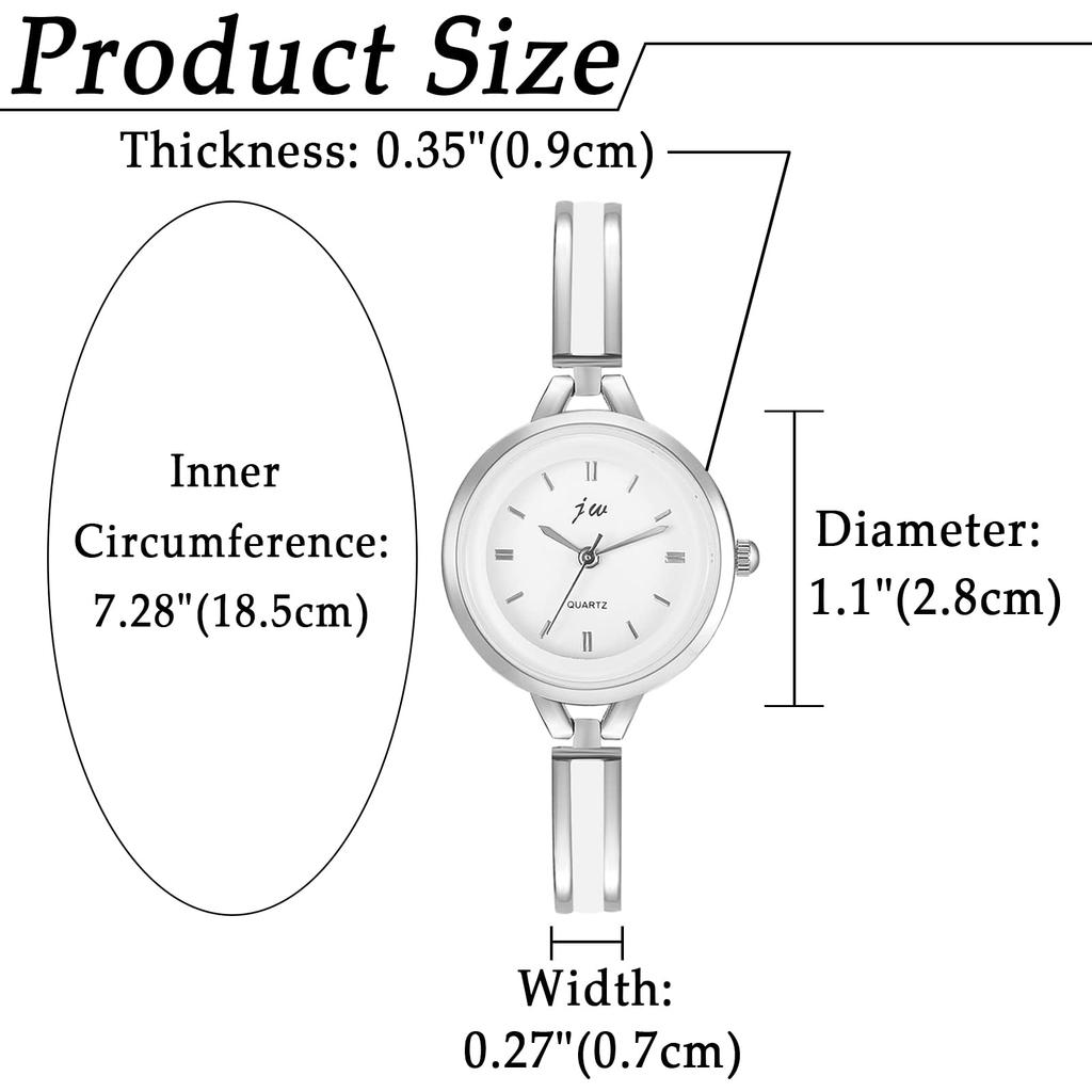 Women's Bangle Watch, Simple and Cute, Analog Display, Waterproof, Alloy Strap, Popular, Stylish, Silver, Perfect Gift for Birthdays, Anniversaries,