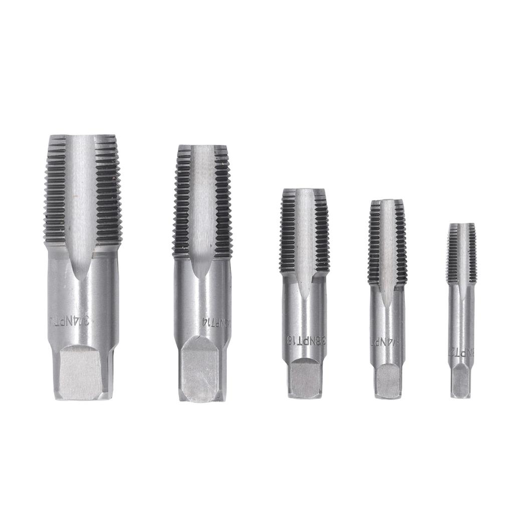 5 Piece NPT Pipe Tap Set Sizes Included 3 4 1 2 3 8 1 4 1 8inch Carbon Steel Threading Plumbing NPT Tap Set with