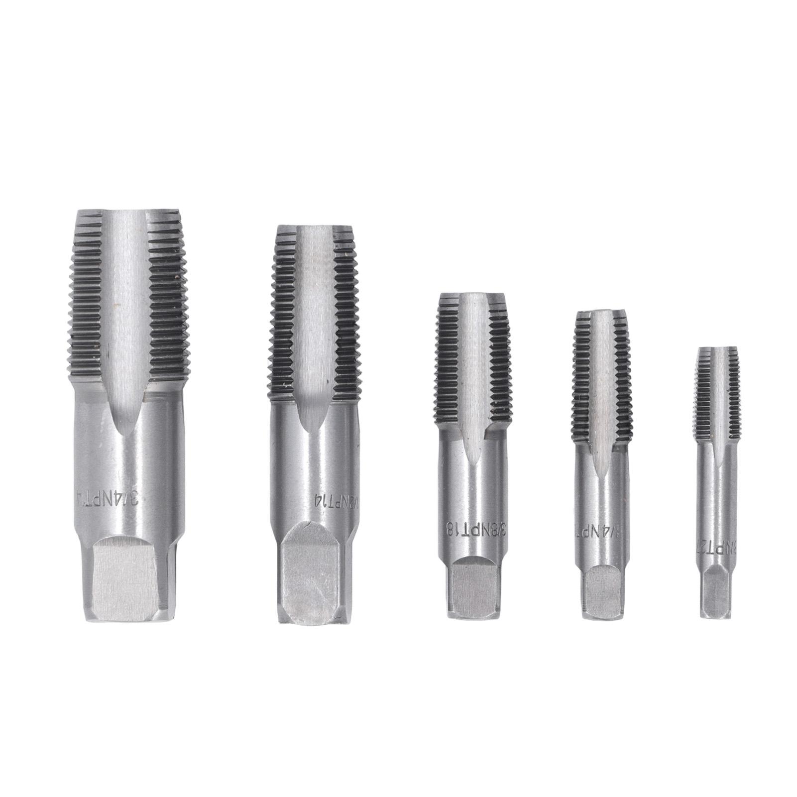 

5 Piece NPT Pipe Tap Set Sizes Included 3 4 1 2 3 8 1 4 1 8inch Carbon Steel Threading Plumbing NPT Tap Set with
