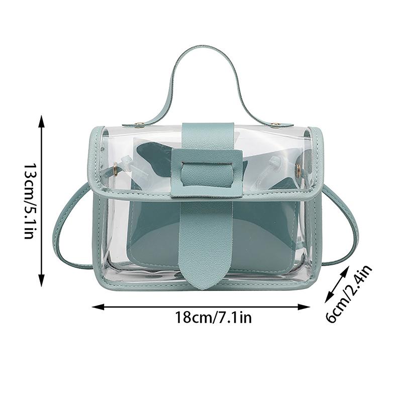 Women'S Transparent Square Sling Bag Cool Pvc Shoulder Bag Messenger Bag Waterproof Mobile Phone Bag
