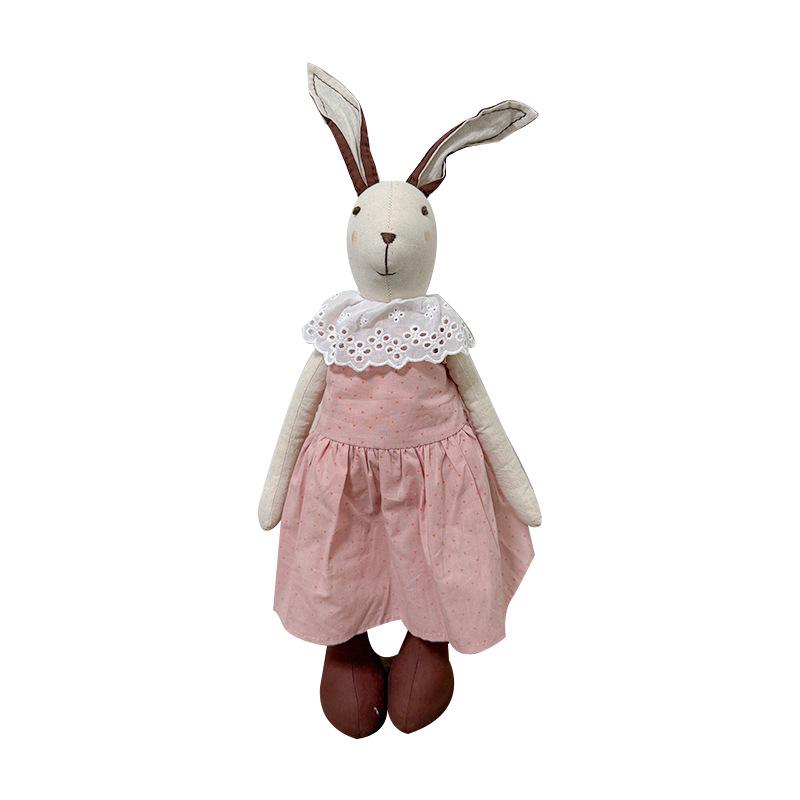 Nordic Handmade Long-Legged Rabbit Doll - Cotton Linen Fabric, Standable, Perfect Birthday Gift Ornament for Kids.