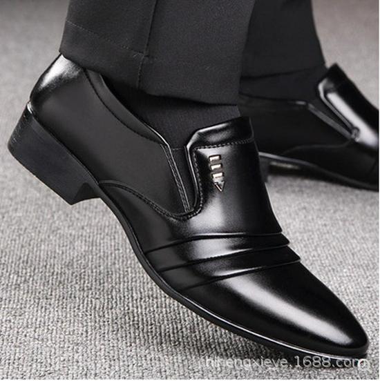 

Men s Casual Pointed Toe Slip-on Leather Shoes - Non-slip, Soft Sole, Youth & Middle-aged Fashion, Business Formal Size 44