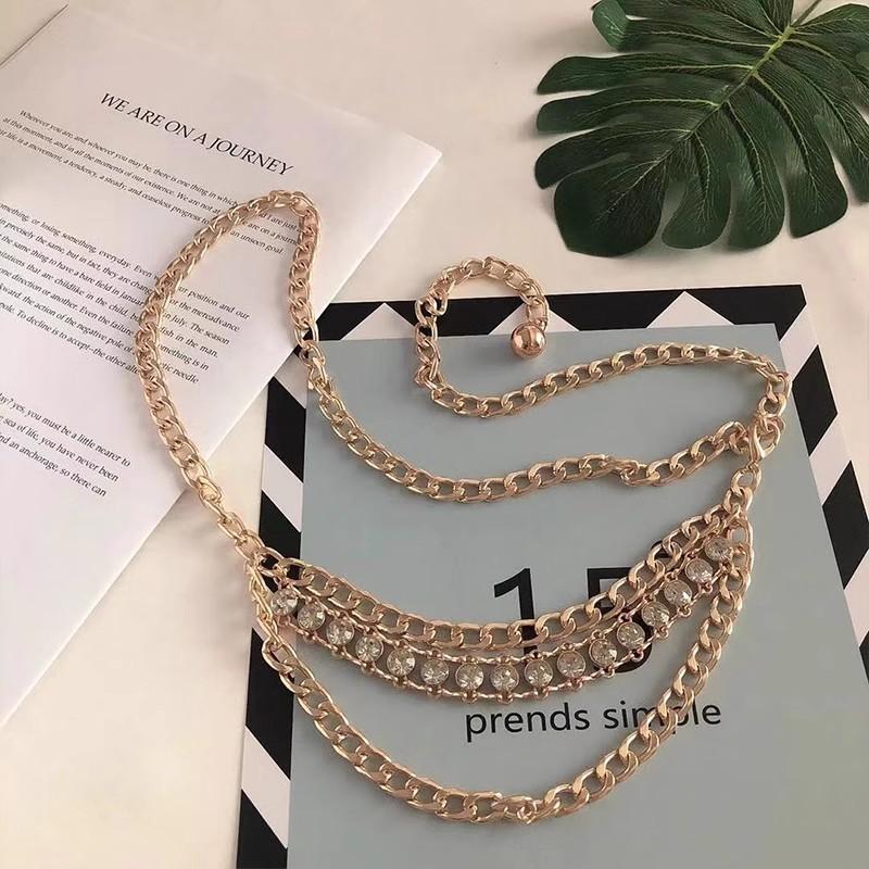 Womens Metal Waist Chain With Water Drip Rhinestones For Summer Festival Accessory