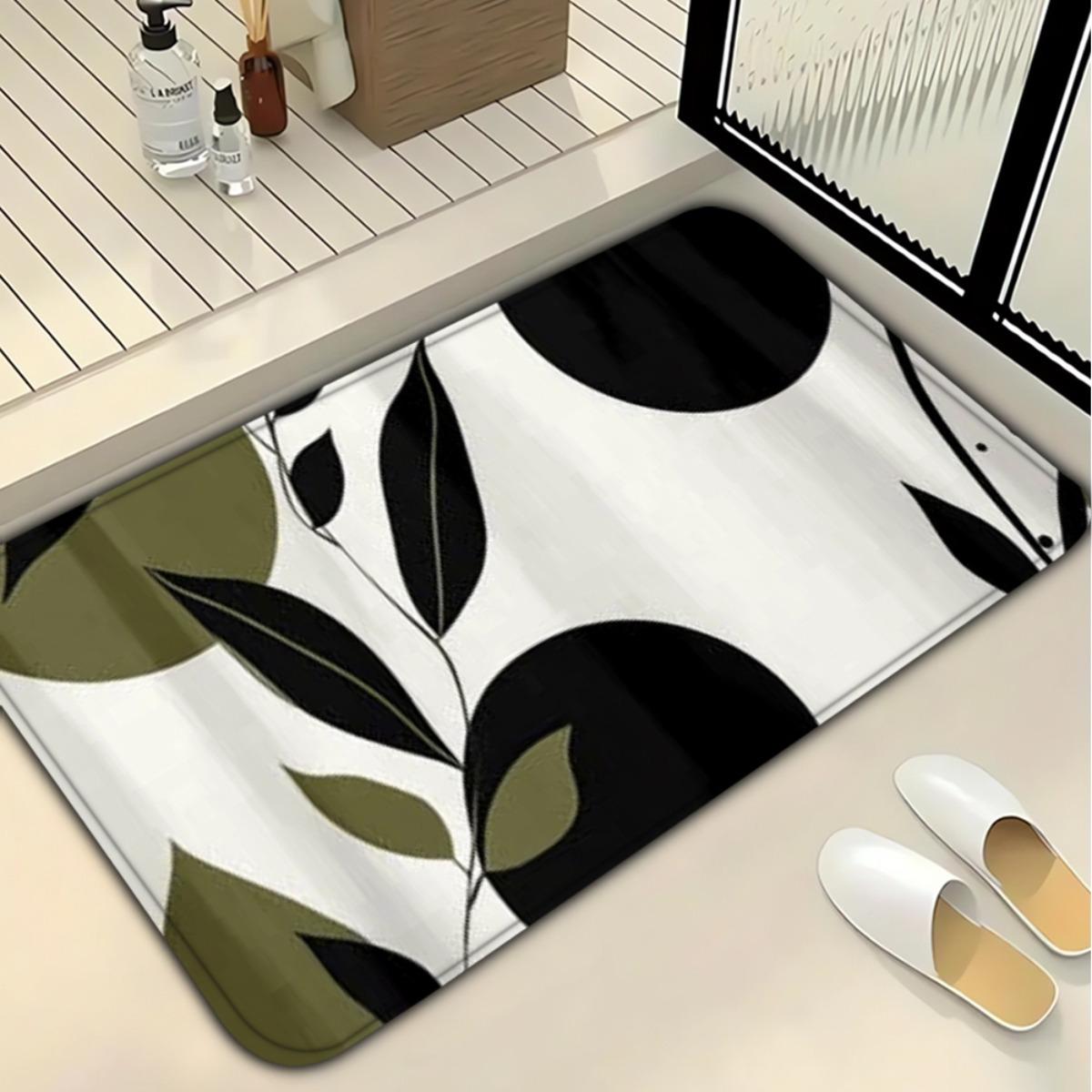 

1 шт. Кухонные коврики против усталости, Черный Зеленый Цветочный принт Водонепроницаемый Нескользящий Толстый Мягкий Кухонный коврик Сверхпрочный Комфортный Коврик для стояния для кухни 40*60cm