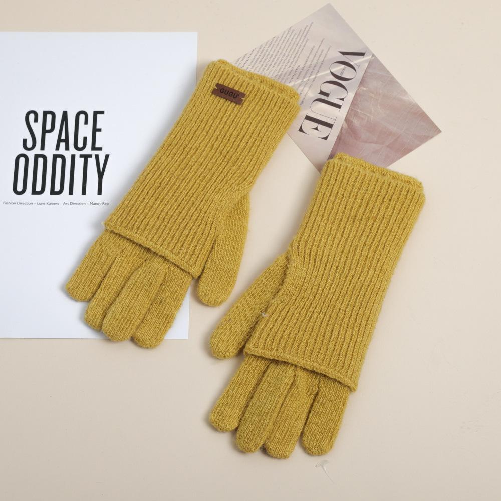 Neuer Herbst- und Winterstil Verlängerter Urlaub Zweiteilige Warme und Kältefeste Handschuhe für Damen Einfacher Lässiger Stil Ärmel