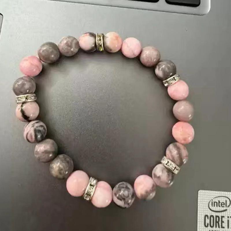 Brățară Aromaterapie cu Piatră Naturală Zebră Roz