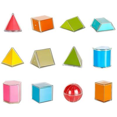 Mathe-Set, 12 Teile, Geometrie, Körper, Lernmaterial, 3D, Räumliches Vorstellungsvermögen, Netzdiagramme, Fähigkeitsverbesserung, Formen, Grundschule,
