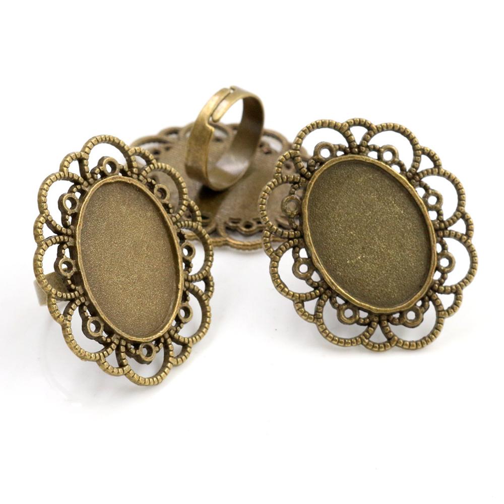 18x25mm 5pcs Antique Silver Plated/ Bronze/Black Brass Oval Adjustable Ring Settings Blank/Base,Fit 18x25mm Glass Cabochons
