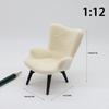 1 Piece 1/12 Dollhouse Mini Plush Sofa Chair Side Table Furniture Model For Doll House Decor Simulation Single Person Sofa