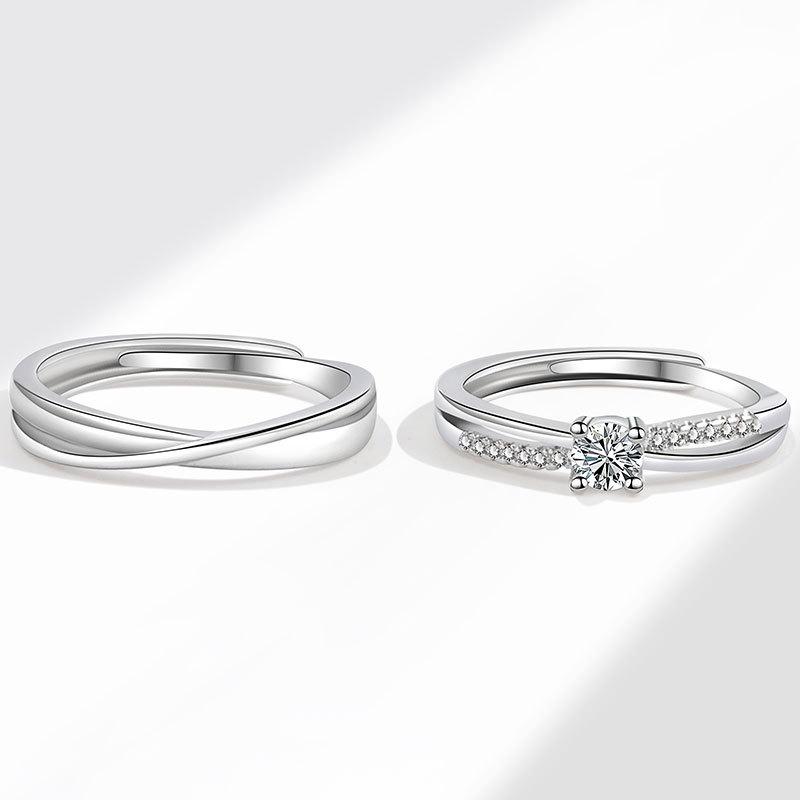 Mobius Strip Couple Rings Open Design With Zircon Fashionable Interwoven Men And Women Jewelry