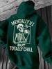 Retro Skull Element Fashionable Hoodie with Fun Letters, Suitable for Casual and Sports Wear, a Must-have Item for Autumn and Winter
