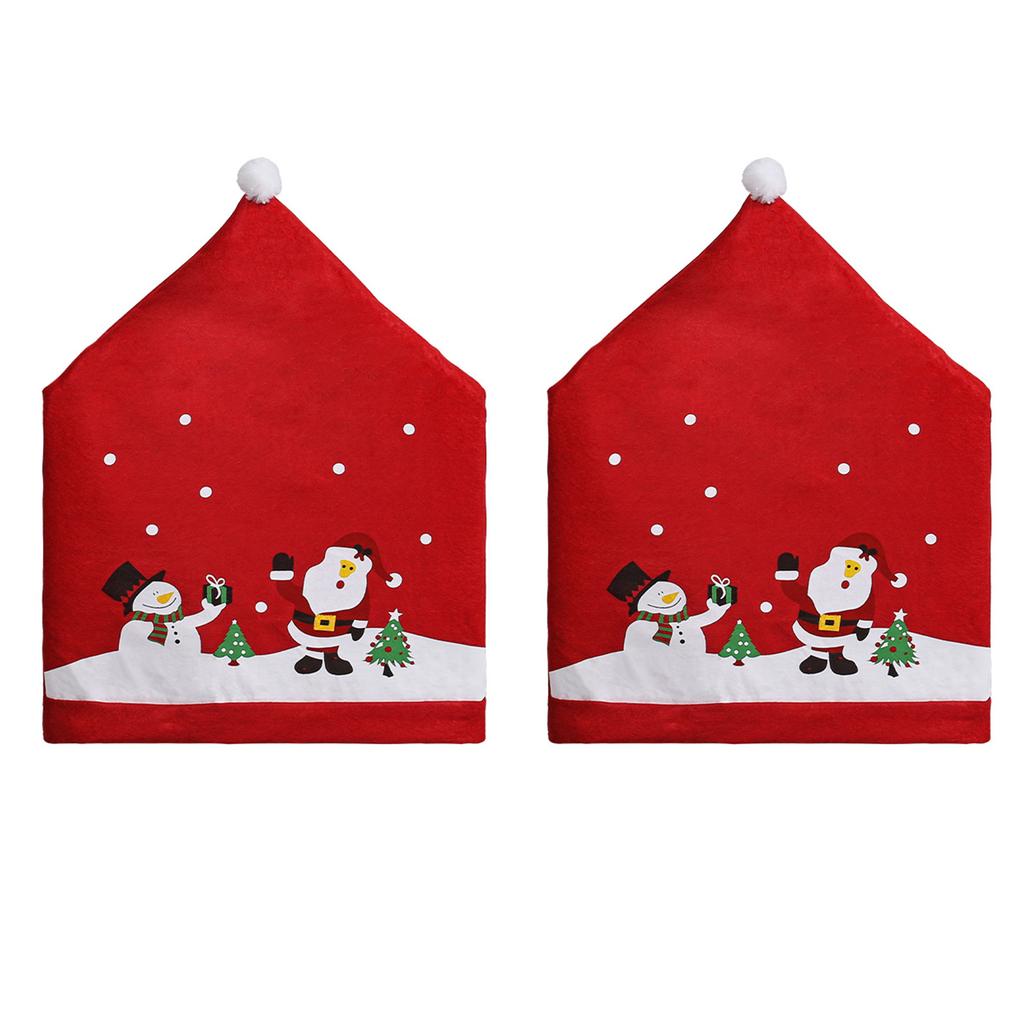 Santa Figure Fabric Chair Cover Smooth Universals Size for Dining Living Room Christmas Decoration