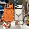 Luxury Lanyard Clear Slim Acrylic Magnetic Phone Case For iPhone 17 16 15 14 13 12 Pro Max For Magsafe Wireless Charging Cover