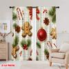 2pcs,2D Plane Printing Light Filtering Curtains Christmas Baubles Gingerbread Holiday Festive 100% Polyester (without Rod)