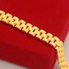 24K Gold-Plated European Coin Tank Chain Bracelet - Unisex Fashion Jewelry, Imitation Sand Gold.