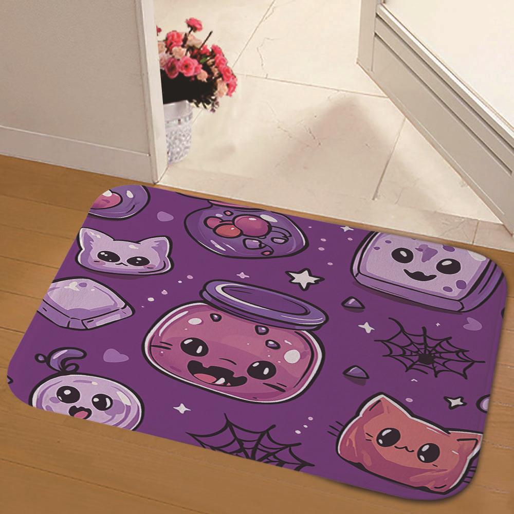 Halloween Cartoon Facecloth Bathroom Door Mat Non-Slip Absorbent Carpet Home Decoration for Entryway 40X60CM(1.3X2FT