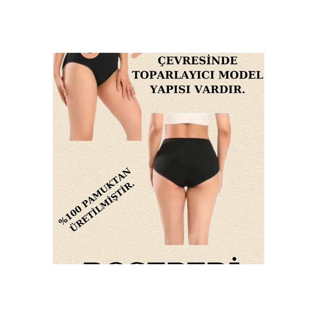 Chiloți de damă cu talie înaltă Bumbac Lycra Bato Negru 5 pachete zilnic Chiloți de damă cu talie înaltă