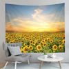 Sonnenuntergang Sonnenblumenfeld Wandteppich Warm Gelb Blumige Pflanzen Wandbehang für Zuhause Wohnzimmer Schlafzimmer Studentenwohnheim Dekorative Decke