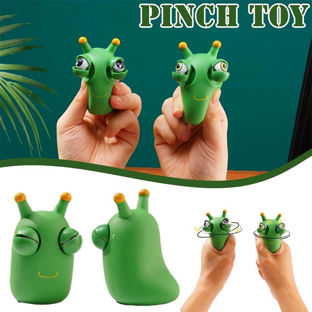 Halloween Fidget Toy Green Worm Squeeze Toy Eyeball Popping Toy Eye Poppers Squeeze Worm Pinch Toy