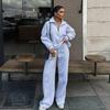 Lässige Damenmode Halb-Cardigan Pullover Hose Zweiteiler Locker Lässig Herbst- und Winteranzug