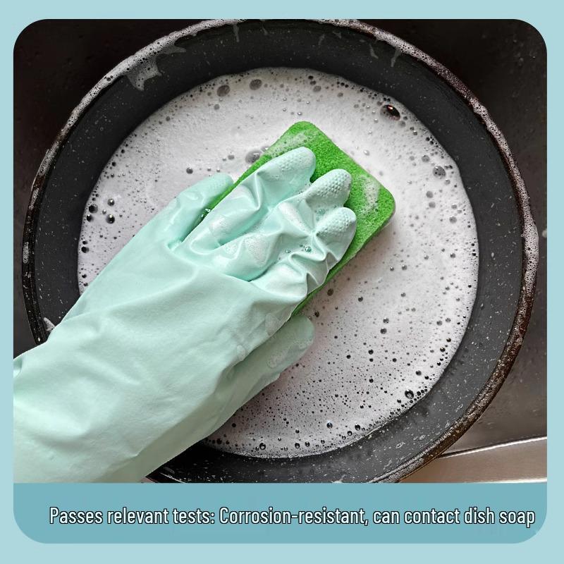 Miaojie Odorless Non-Slip Latex Gloves: Durable, Waterproof, Low-Allergy Kitchen and Laundry Cleaning for Women