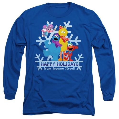 Sesame Street Unisex Adult Happy Holidays Characters Long-Sleeved T-Shirt